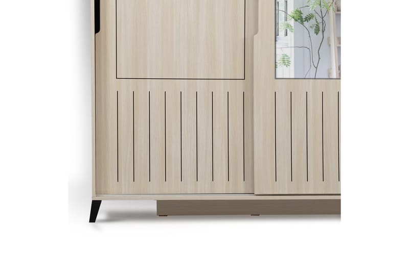Comfortale Garderobe 120 cm i Tre med Glassdør - Beige - Oppbevaring - Klesoppbevaring - Garderober & garderobesystem