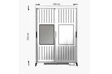 Comfortale Garderobe 120 cm i Tre med Glassdør - Beige - Oppbevaring - Klesoppbevaring - Garderober & garderobesystem