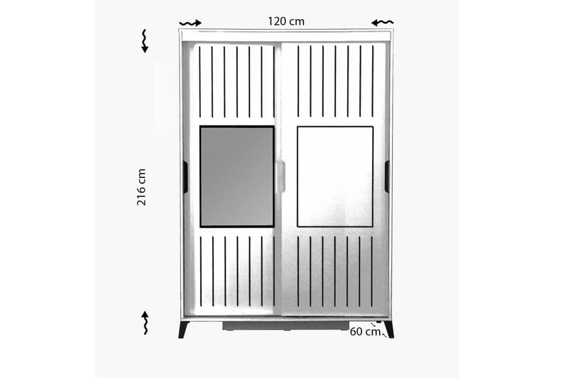 Comfortale Garderobe 120 cm i Tre med Glassdør - Beige - Oppbevaring - Klesoppbevaring - Garderober & garderobesystem