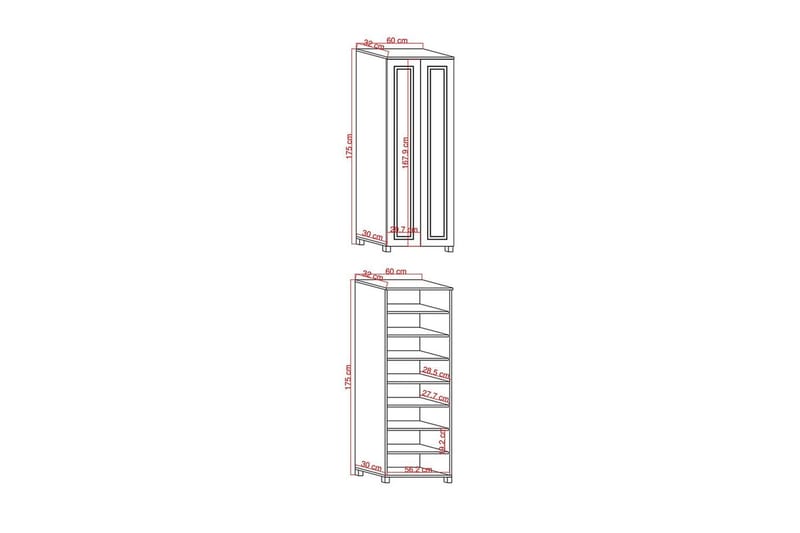 Comfortale Garderobe 60x175 cm - Svart/Mørkfarget tre - Oppbevaring - Klesoppbevaring - Garderober & garderobesystem
