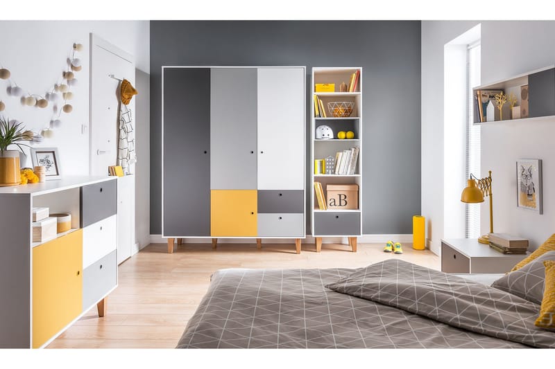 Concept Garderobe Hvit / Mørkegrå / gul - VOX - Oppbevaring - Klesoppbevaring - Garderober & garderobesystem - Garderobeskap & klesskap