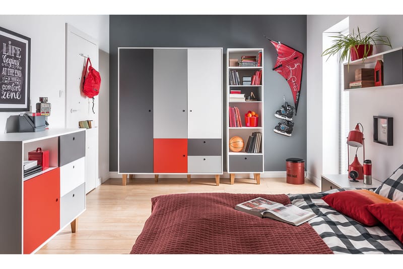 Concept Garderobe Hvit / Mørkegrå / Rød - VOX - Oppbevaring - Klesoppbevaring - Garderober & garderobesystem - Garderobeskap & klesskap