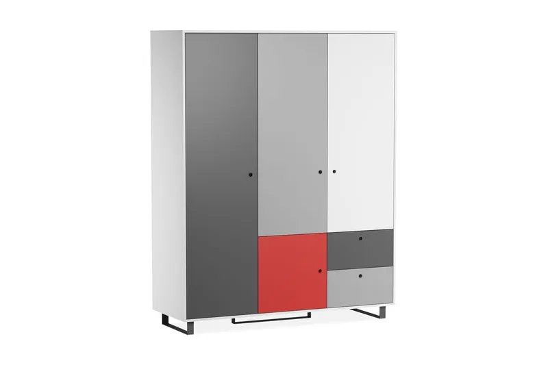 Concept Garderobe Hvit / Mørkegrå / Rød, VOX