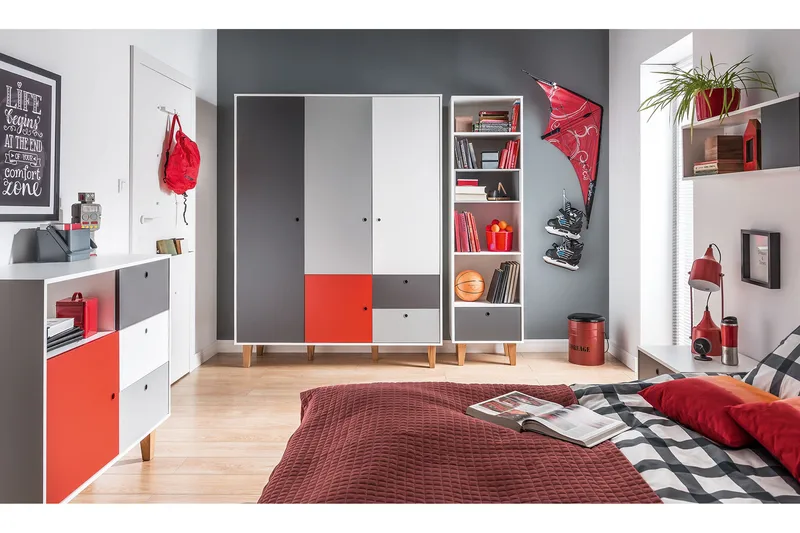 Concept Garderobe Hvit / Mørkegrå / Rød - VOX - Oppbevaring - Klesoppbevaring - Garderober & garderobesystem - Garderobeskap & klesskap