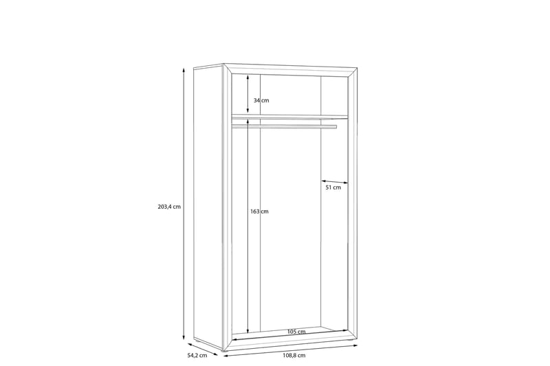 Corlius Garderobe 55x109 cm - Beige/Brun - Oppbevaring - Klesoppbevaring - Garderober & garderobesystem
