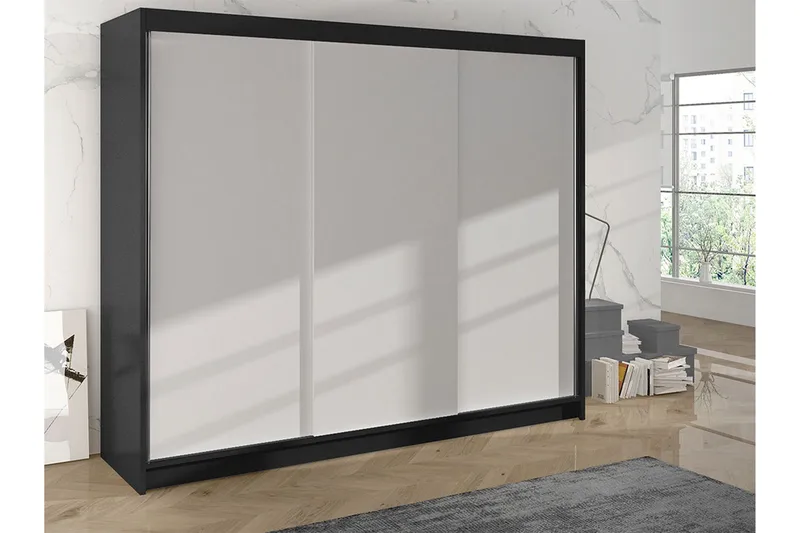 Cyria Garderobe 200x215 cm - Hvit/Svart - Oppbevaring - Klesoppbevaring - Garderober & garderobesystem