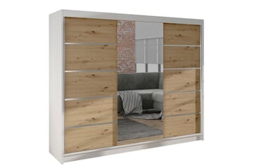 Cyria Garderobe med romslig Oppbevaring og Skyvedører med Speil 200x215 cm