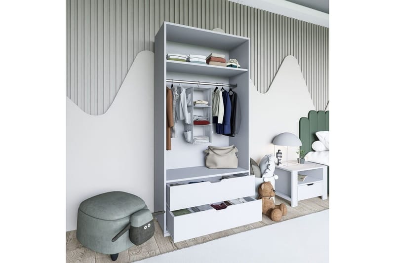 Dasina Garderobesskåp 90x183 cm - Hvit - Oppbevaring - Klesoppbevaring - Garderober & garderobesystem - Garderobeskap & klesskap