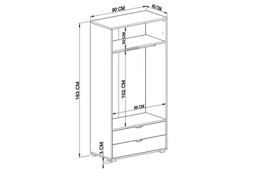 Dasina Garderobesskåp 90x183 cm - Hvit - Oppbevaring - Klesoppbevaring - Garderober & garderobesystem - Garderobeskap & klesskap