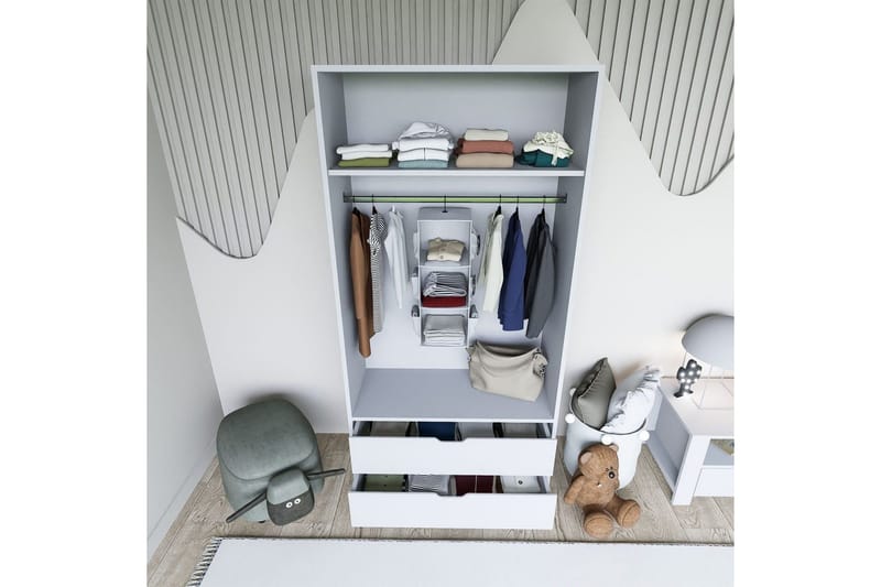 Dasina Garderobesskåp 90x183 cm - Hvit - Oppbevaring - Klesoppbevaring - Garderober & garderobesystem - Garderobeskap & klesskap