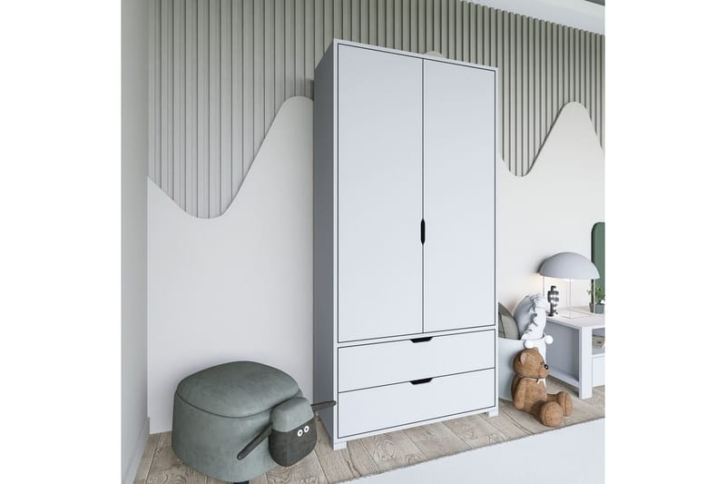 Dasina Garderobesskåp 90x183 cm, Hvit