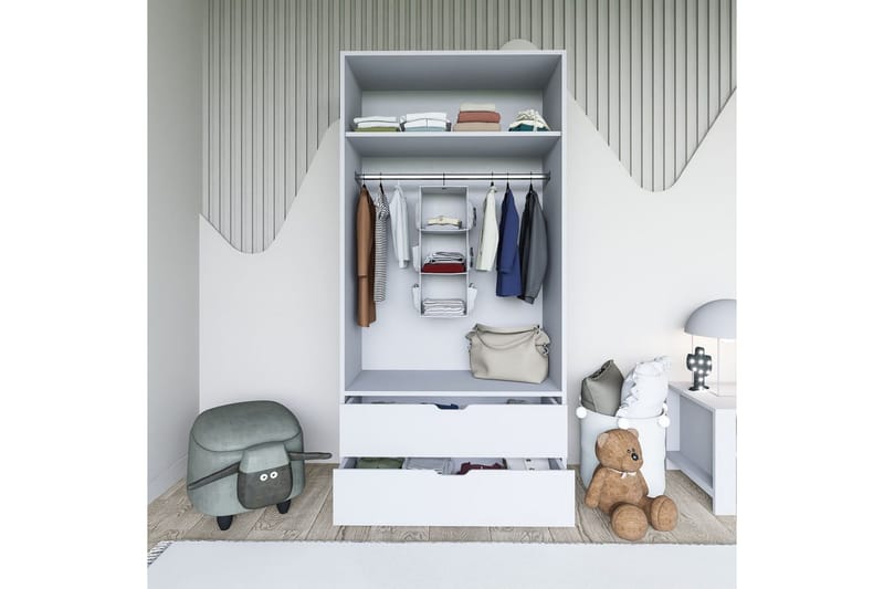Dasina Garderobesskåp 90x183 cm - Hvit - Oppbevaring - Klesoppbevaring - Garderober & garderobesystem - Garderobeskap & klesskap