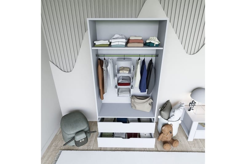 Dasina Garderobesskåp 90x183 cm - Hvit - Oppbevaring - Klesoppbevaring - Garderober & garderobesystem - Garderobeskap & klesskap