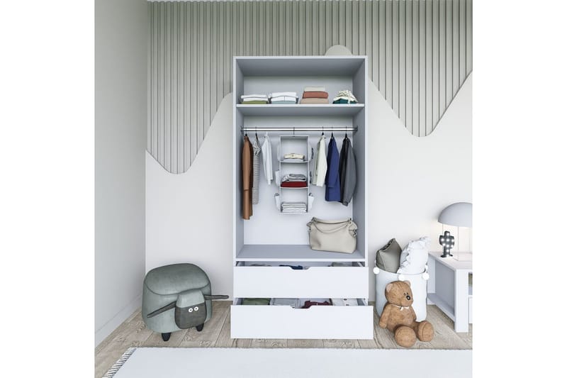 Dasina Garderobesskåp 90x183 cm - Hvit - Oppbevaring - Klesoppbevaring - Garderober & garderobesystem - Garderobeskap & klesskap