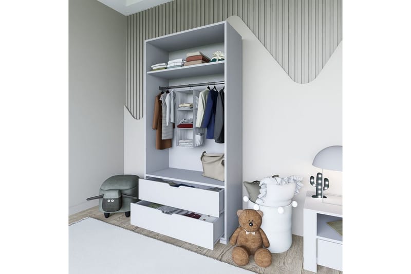 Dasina Garderobesskåp 90x183 cm - Hvit - Oppbevaring - Klesoppbevaring - Garderober & garderobesystem - Garderobeskap & klesskap