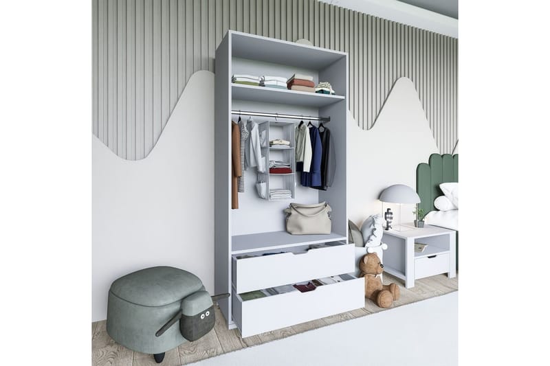 Dasina Garderobesskåp 90x183 cm - Hvit - Oppbevaring - Klesoppbevaring - Garderober & garderobesystem - Garderobeskap & klesskap