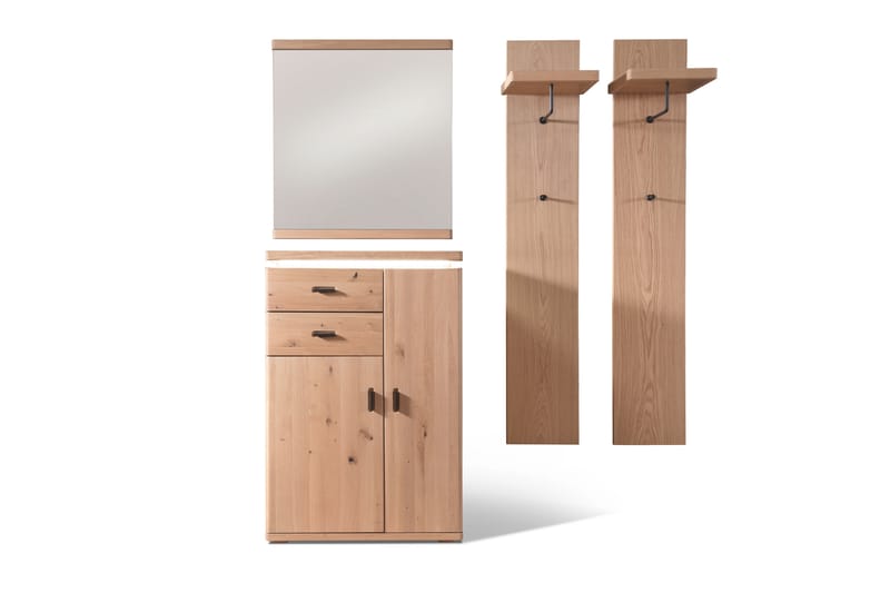 Daty Garderobe 155 cm - Eik / Svart / Grå - Oppbevaring - Klesoppbevaring - Garderober & garderobesystem