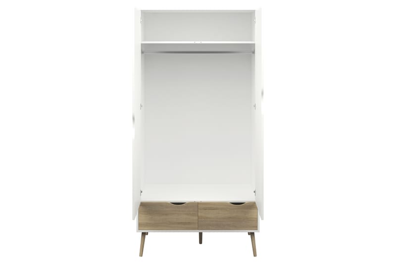 Delta Garderobe - Eik Struktur/Hvit - Oppbevaring - Klesoppbevaring - Garderober & garderobesystem