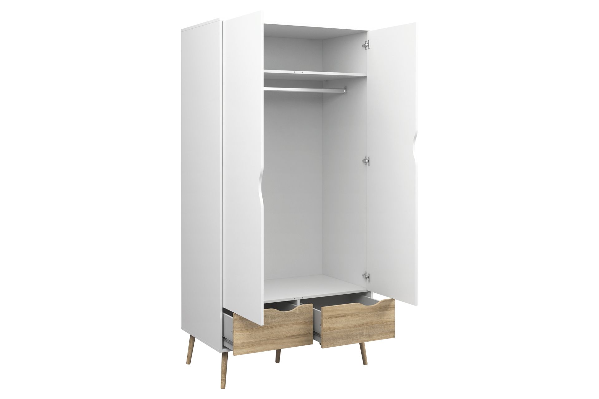Delta Garderobe - Eik Struktur/Hvit - Oppbevaring - Klesoppbevaring - Garderober & garderobesystem