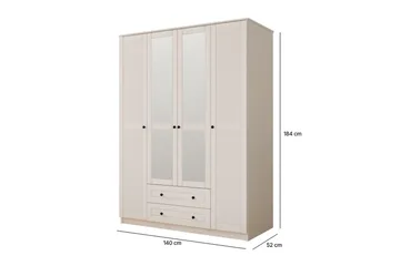 Denric Garderobesskåp 140x184 cm - Matt Hvit - Oppbevaring - Klesoppbevaring - Garderober & garderobesystem - Garderobeskap & klesskap