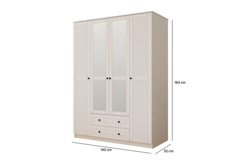 Denric Garderobesskåp 140x184 cm - Matt Hvit - Oppbevaring - Klesoppbevaring - Garderober & garderobesystem - Garderobeskap & klesskap