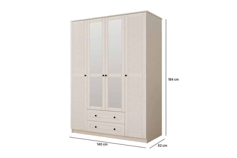 Denric Garderobesskåp 140x184 cm - Matt Hvit - Oppbevaring - Klesoppbevaring - Garderober & garderobesystem - Garderobeskap & klesskap