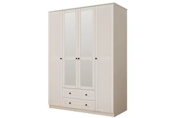 Denric Garderobesskåp 140x184 cm - Matt Hvit - Oppbevaring - Klesoppbevaring - Garderober & garderobesystem - Garderobeskap & klesskap