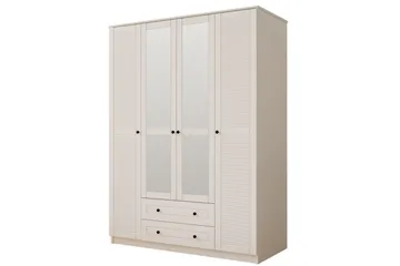 Denric Garderobesskåp 140x210 cm - Matt Hvit - Oppbevaring - Klesoppbevaring - Garderober & garderobesystem - Garderobeskap & klesskap