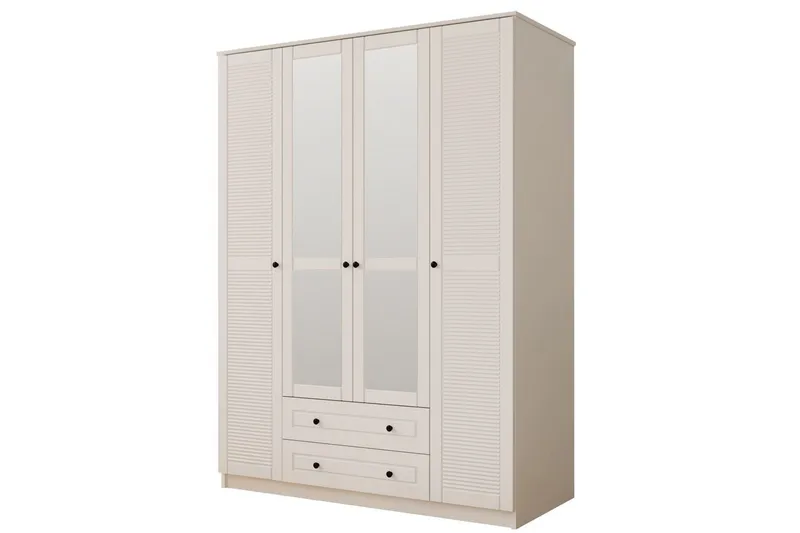 Denric Garderobesskåp 140x210 cm - Matt Hvit - Oppbevaring - Klesoppbevaring - Garderober & garderobesystem - Garderobeskap & klesskap