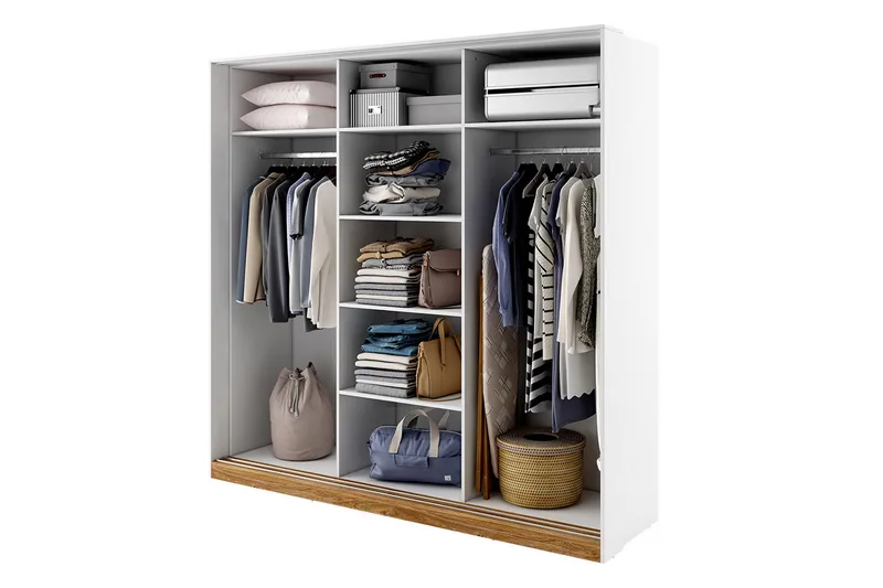 Dentro Garderobe 220x63x215 cm - Hvit - Oppbevaring - Klesoppbevaring - Garderober & garderobesystem