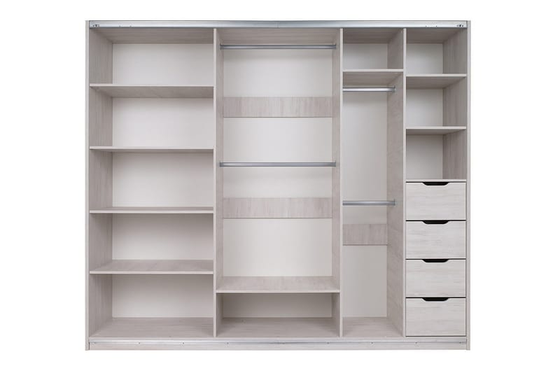 Denver Garderobe 250x68,5x215 cm - Brun / Hvit - Oppbevaring - Klesoppbevaring - Garderober & garderobesystem