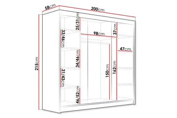 Dianna Garderobe 200x215 cm - Beige - Oppbevaring - Klesoppbevaring - Garderober & garderobesystem