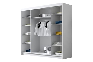 Dianna Garderobe med Speil 200x215 cm - Hvit - Oppbevaring - Klesoppbevaring - Garderober & garderobesystem