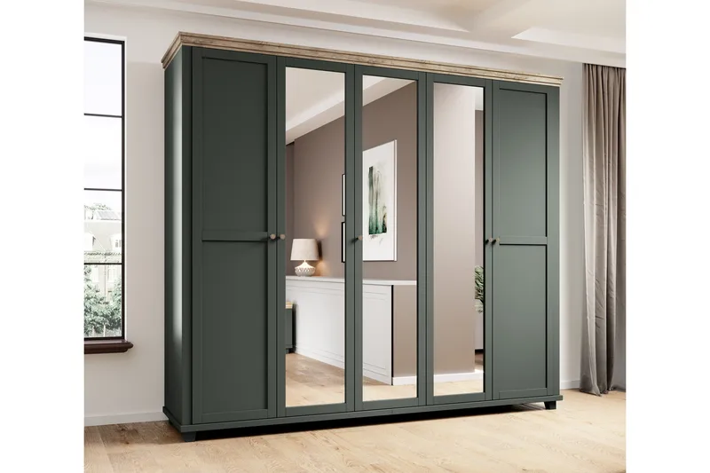 Doade Garderobe 62x154 cm - Grønn|Natur - Oppbevaring - Klesoppbevaring - Garderober & garderobesystem