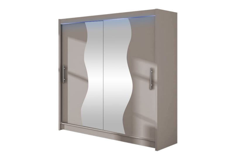 Dravon Garderobeskap Med Speil 180x215 cm - Beige - Oppbevaring - Klesoppbevaring - Garderober & garderobesystem