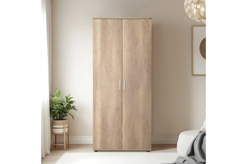 Drelmar Garderobe 80x187 cm - Lyse brun - Oppbevaring - Klesoppbevaring - Garderober & garderobesystem