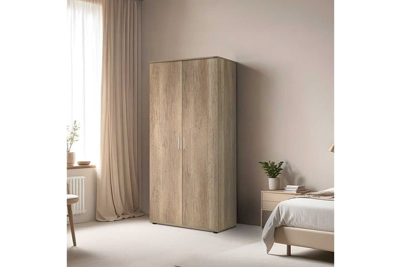 Drelmar Garderobe 80x187 cm - Lyse brun - Oppbevaring - Klesoppbevaring - Garderober & garderobesystem