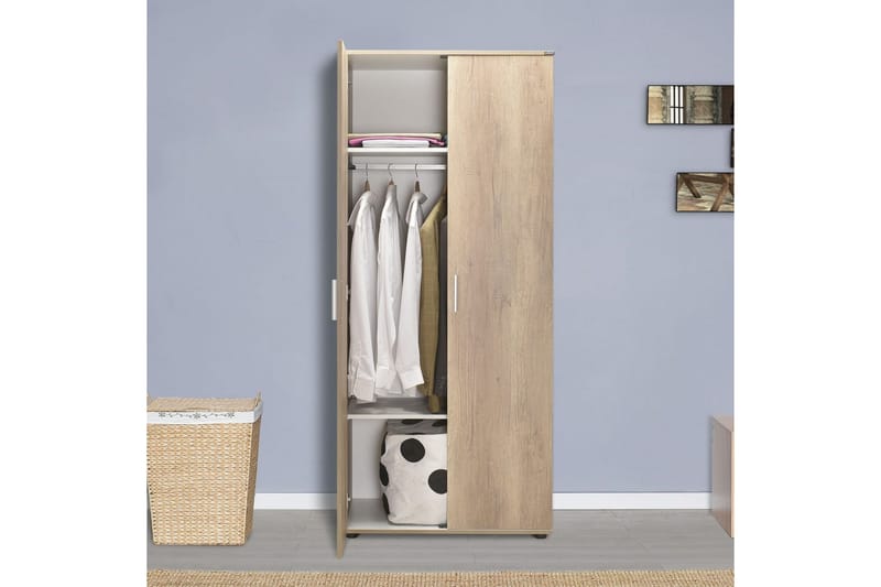 Drelmar Garderobe 80x187 cm - Lyse brun - Oppbevaring - Klesoppbevaring - Garderober & garderobesystem