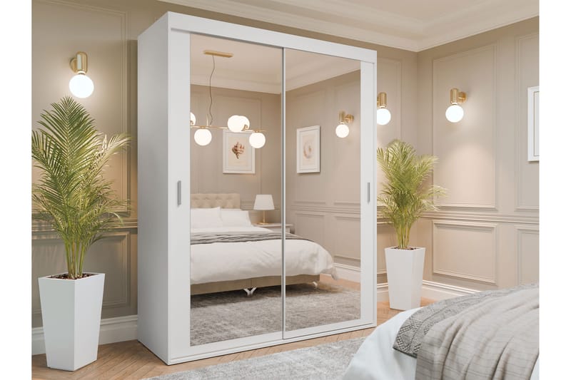 Duetter Garderobe Med Speil 160x205 cm - Svart - Oppbevaring - Klesoppbevaring - Garderober & garderobesystem