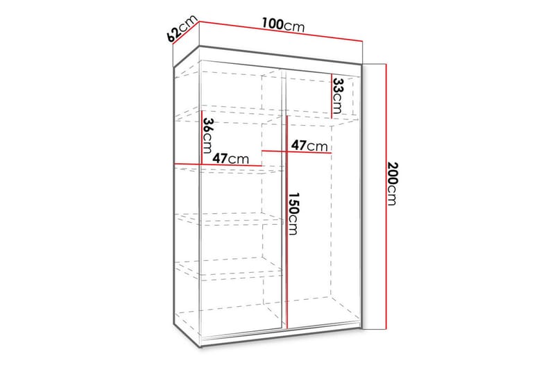 Dunkra Garderob LED-belysning Blå 100 cm - Mørk Aske - Garderober & garderobesystem - Garderobeskap & klesskap