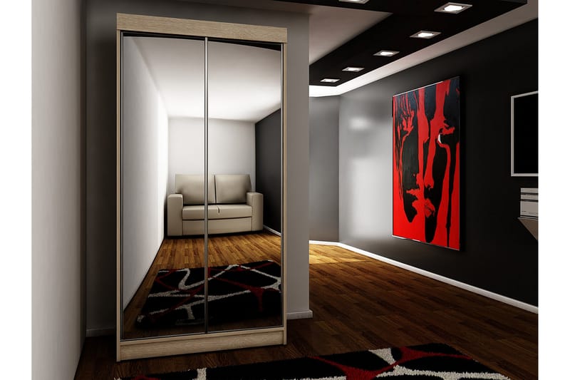 Dunkra Garderob med Speil LED-belysning Blå 100 cm - Sonomaeik - Garderober & garderobesystem - Garderobeskap & klesskap