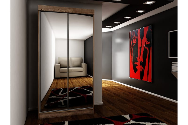 Dunkra Garderob med Speil LED-belysning RGB 100 cm - Mørk Aske - Garderober & garderobesystem - Garderobeskap & klesskap