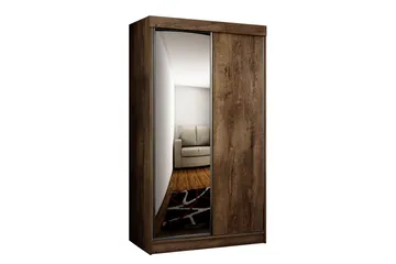 Dunkra Garderobe med Speil LED-belysning Blå 100 cm - Mørk Aske - Oppbevaring - Klesoppbevaring - Garderober & garderobesystem