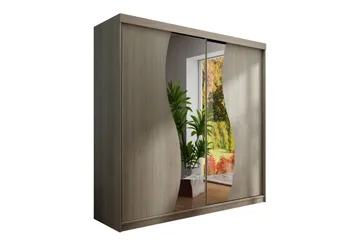 Dunkra Garderobe med Speil LED-belysning Blå 200 cm Bue - Sonomaeik - Oppbevaring - Klesoppbevaring - Garderober & garderobesystem