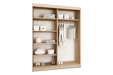 Dunkra Garderobe med Speil LED-belysning RGB 150 cm Bue - Sonomaeik - Oppbevaring - Klesoppbevaring - Garderober & garderobesystem