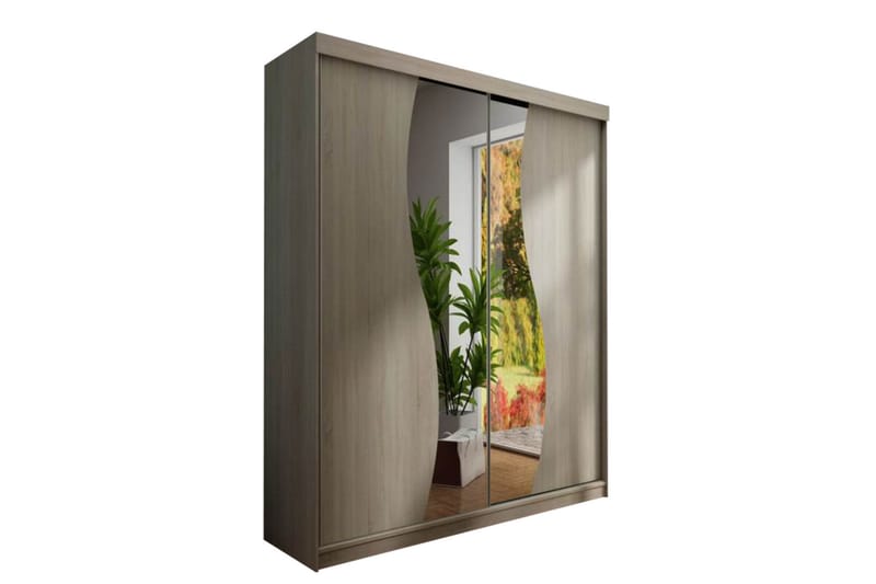 Dunkra Garderobe med Speil LED-belysning RGB 150 cm Bue - Sonomaeik - Oppbevaring - Klesoppbevaring - Garderober & garderobesystem