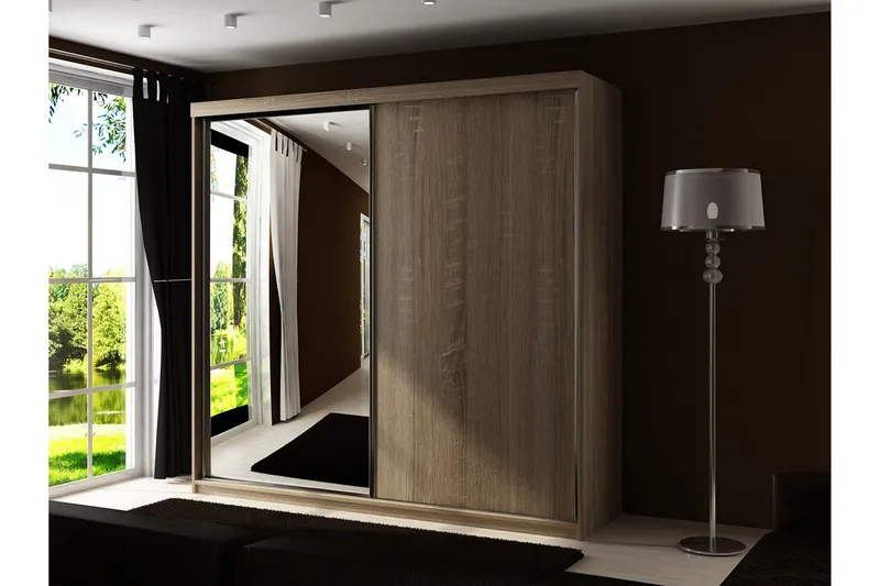Dunkra Garderobe med Speil LED-belysning RGB 200 cm - Sonomaeik - Oppbevaring - Klesoppbevaring - Garderober & garderobesystem - Garderobeskap & klesskap