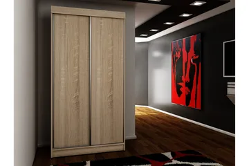 Dunkra Garderobeskap 100x200 cm i Tre med Metallramme - Brun - Oppbevaring - Klesoppbevaring - Garderober & garderobesystem