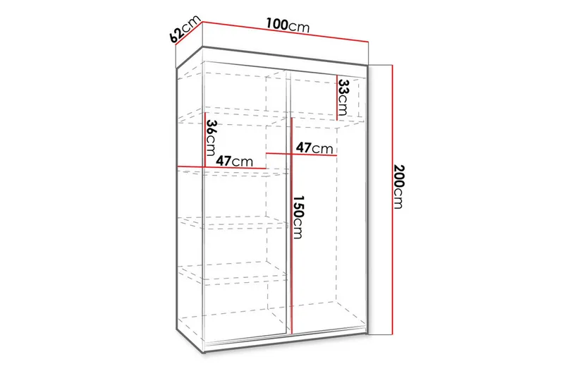 Dunkra Garderobeskap 100x200 cm i Tre med Metallramme - Brun - Oppbevaring - Klesoppbevaring - Garderober & garderobesystem