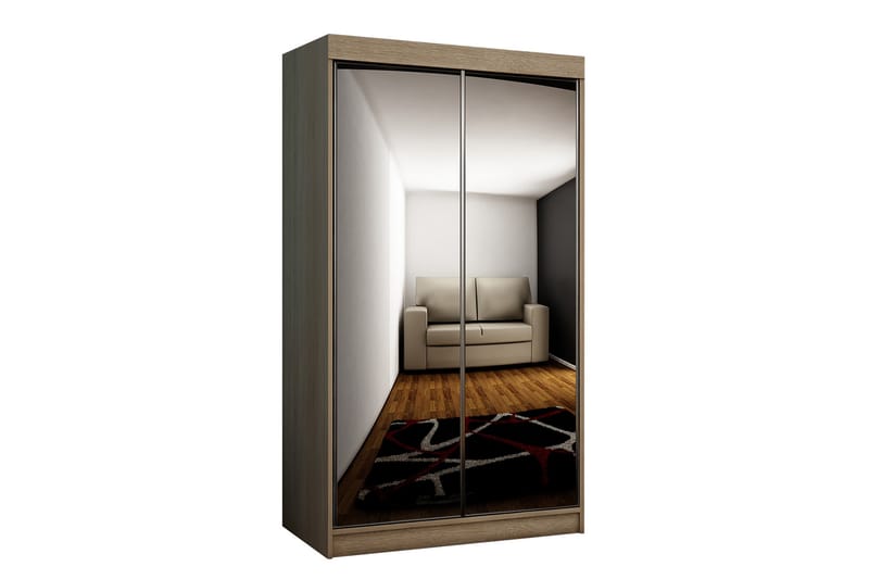 Dunkra Garderobeskap Med Speil 100x200 cm - Brun - Oppbevaring - Klesoppbevaring - Garderober & garderobesystem